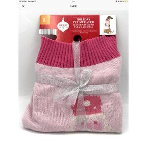 Merry Moments Pink Large Holiday Pet Sweater. New With Tags.